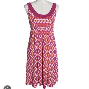 Tory Burch Pink and Orange Sleeveless Midi Sundress